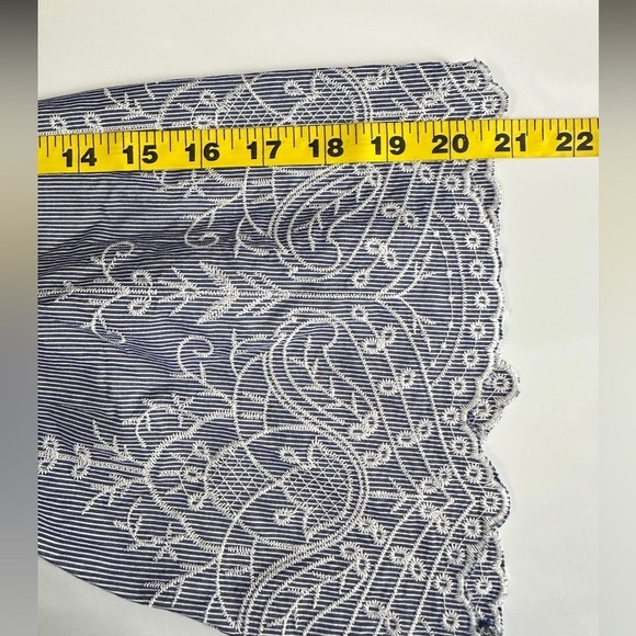 J.Crew Women’s Stripe Print Embroidered 3/4 Bell Sleeves Poplin Blouse Sz S - Picture 12 of 13